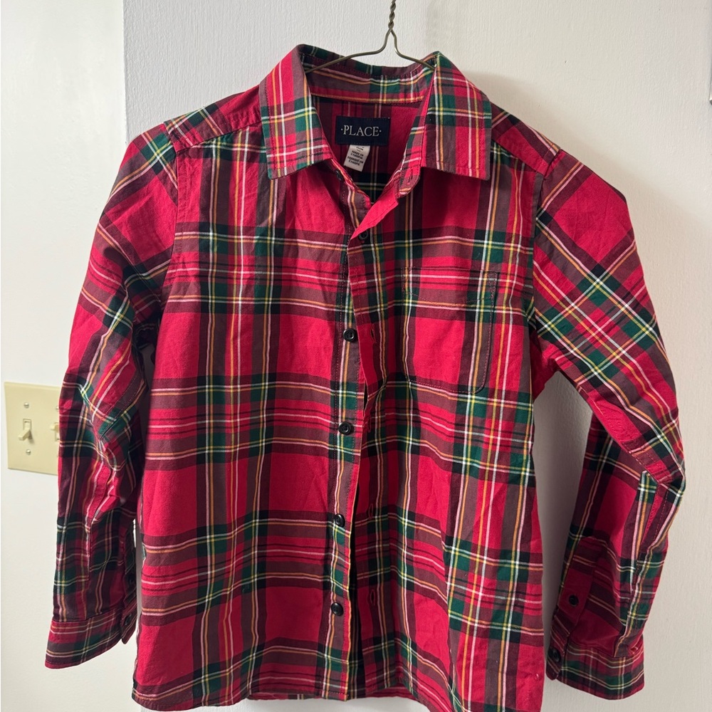 Place Red and Green Plaid Button Down Shirt